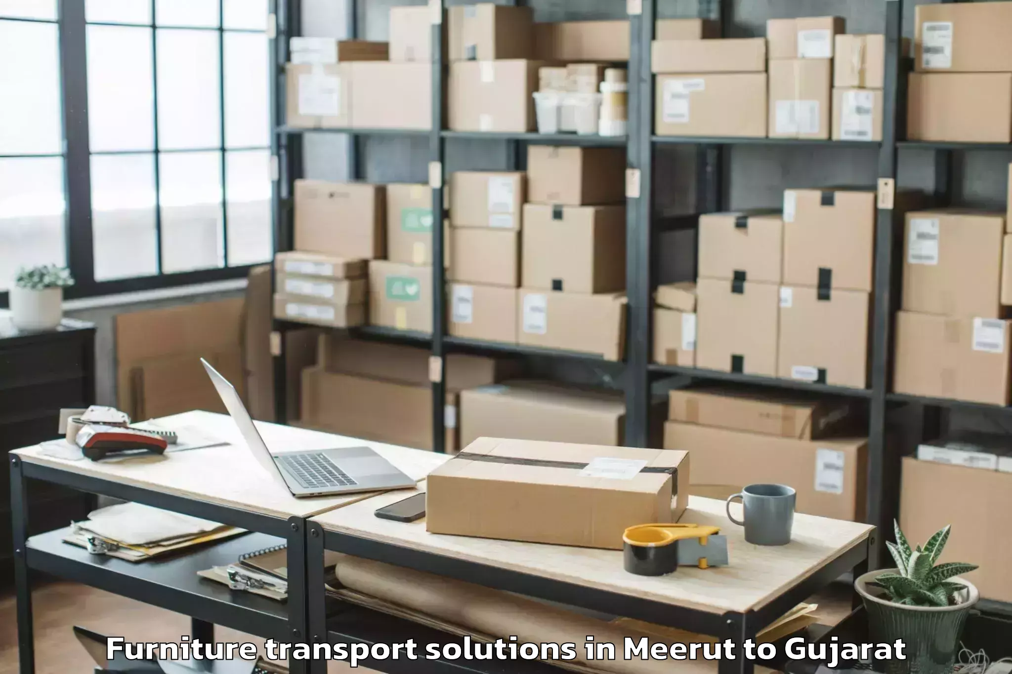 Top Meerut to Upleta Furniture Transport Solutions Available